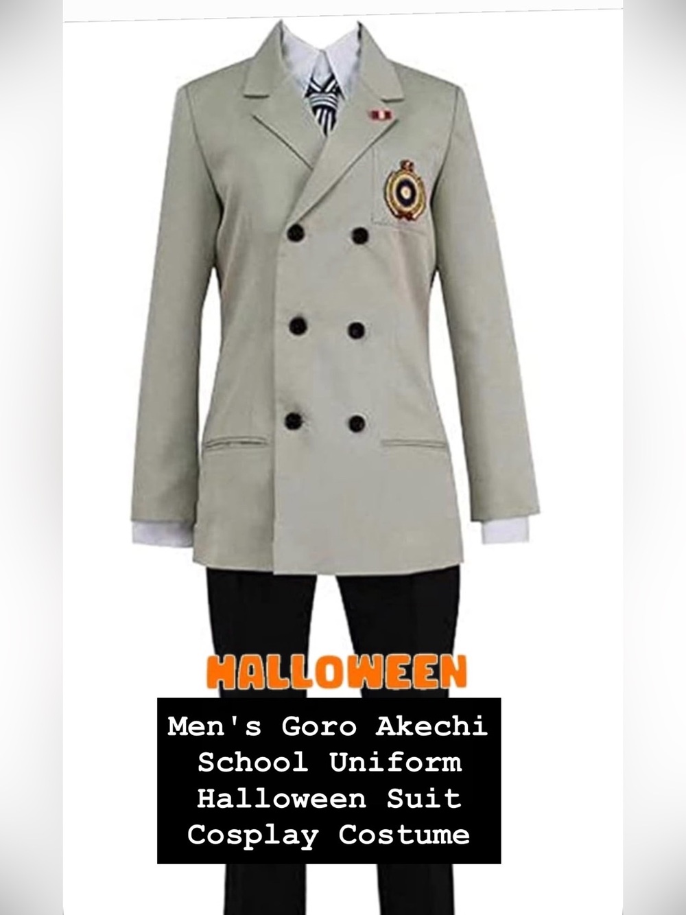 Persona 5 Goro Akechi Cosplay Halloween Costume Shujin Academy Like New
